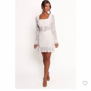 Petal & Pup White Lace Square-Neck Mini Dress